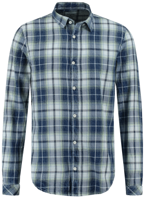 Camisa pré-lavada em xadrez azul para homem da Garcia Jeans