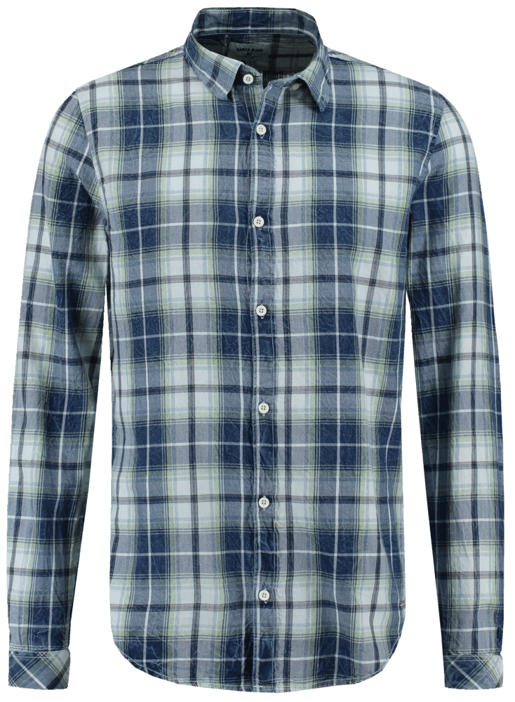 Camisa pré-lavada em xadrez azul para homem da Garcia Jeans