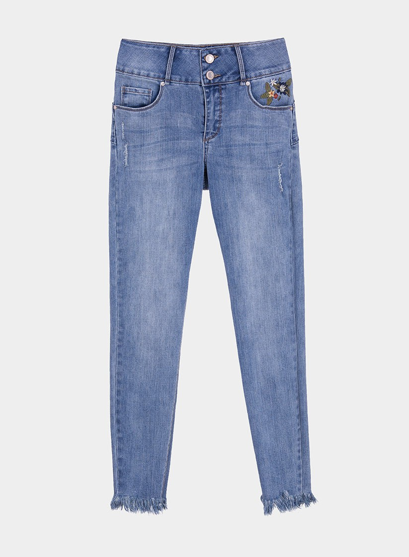 Jeans light Double-Up Skinny flor bordada da Tiffosi