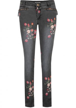 Jeans com estampa floral em cinza escuro para mulher da Garcia Jeans