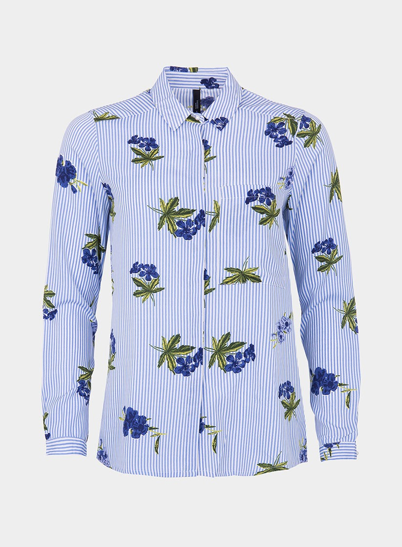 Frente de camisa estampada floral com pérola da Tiffosi