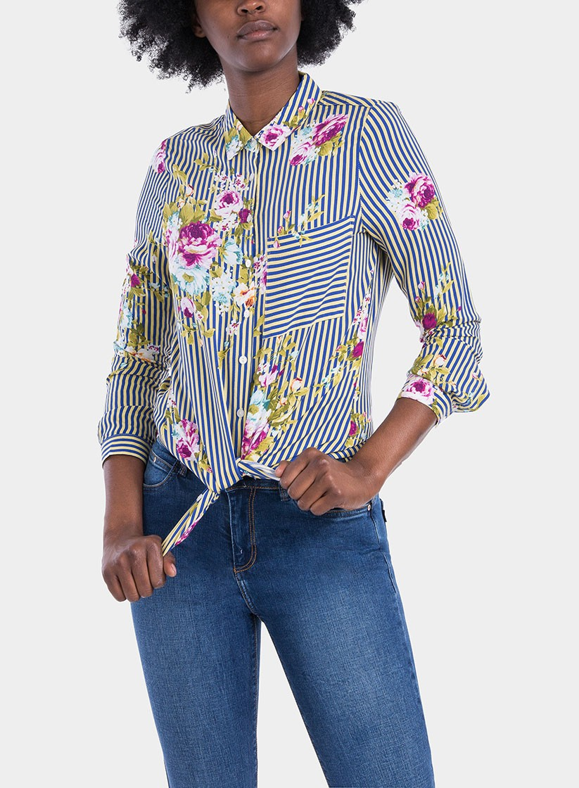 Frente de camisa comprida com estampa floral da Tiffosi