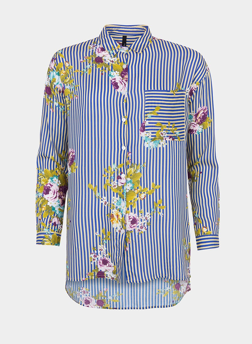Frente de camisa comprida com estampa floral da Tiffosi