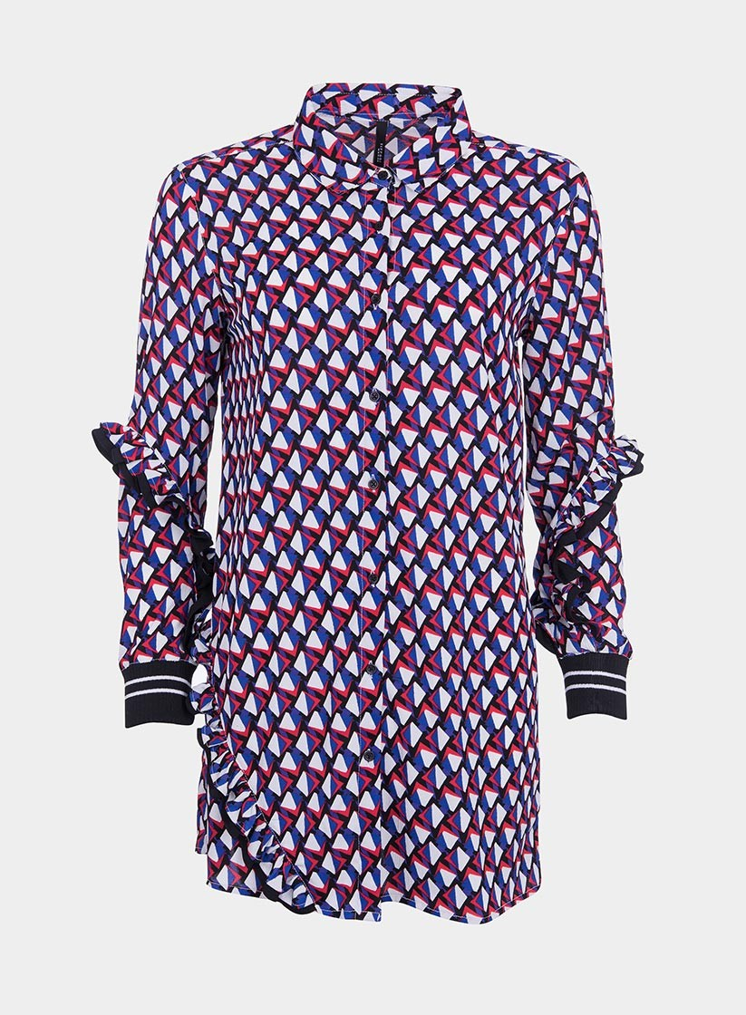 Frente de camisa comprida com print geométrico da Tiffosi