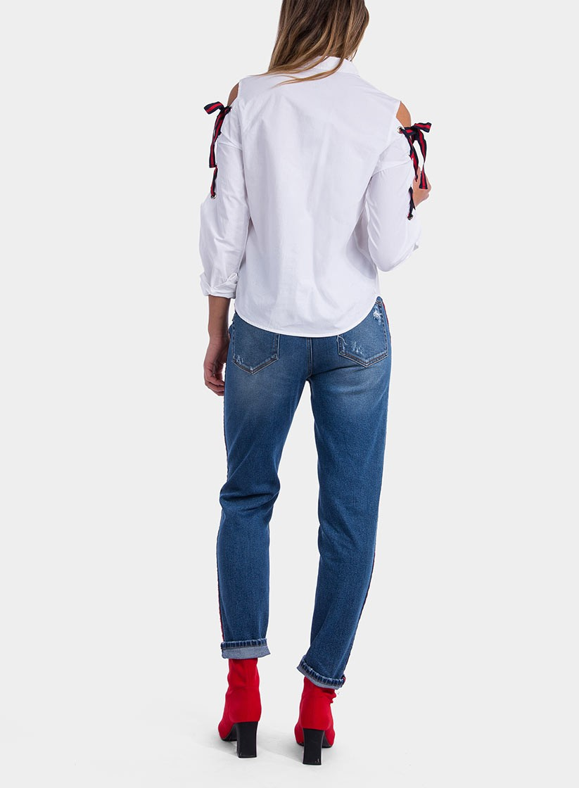 Costa de blusa com laços bicolor da Tiffosi
