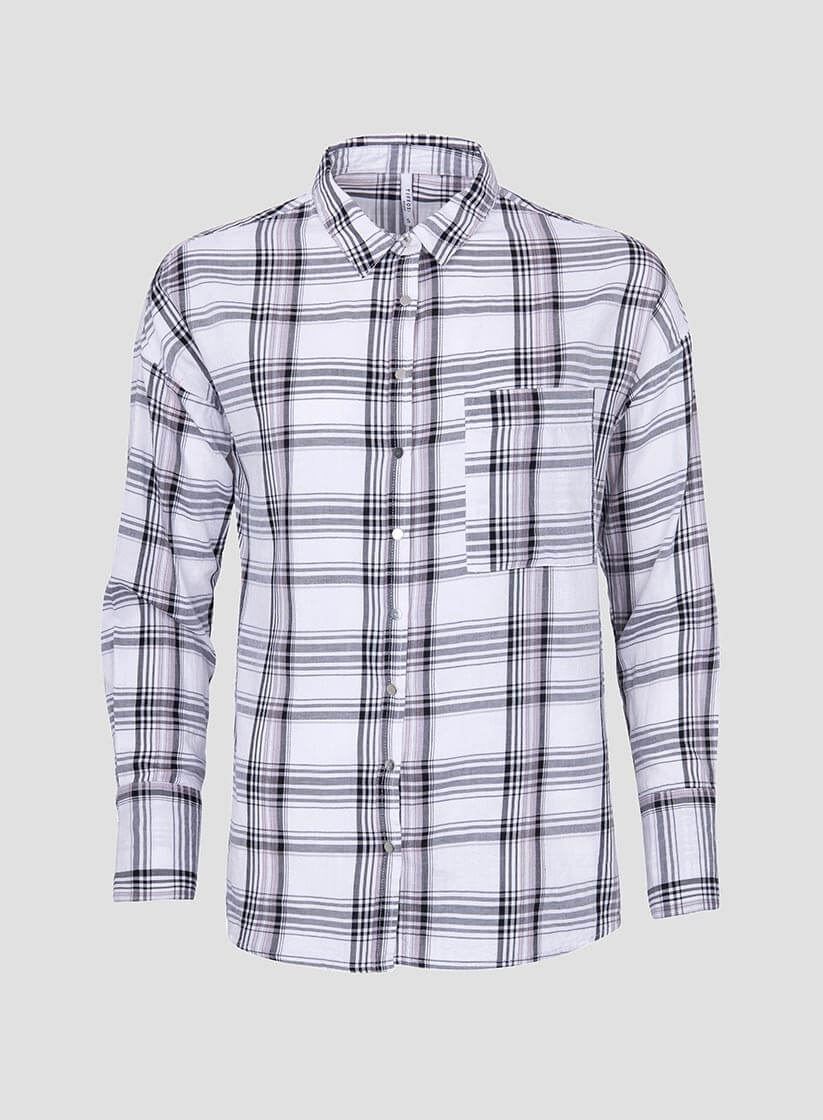 Camisa xadrez branco com Ilhós para mulher da Tiffosi