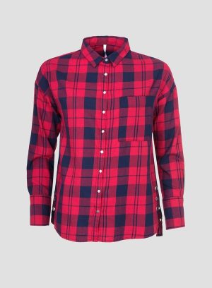 camisa 81 Camisa xadrez vermelho com Ilhós para mulher da Tiffosi