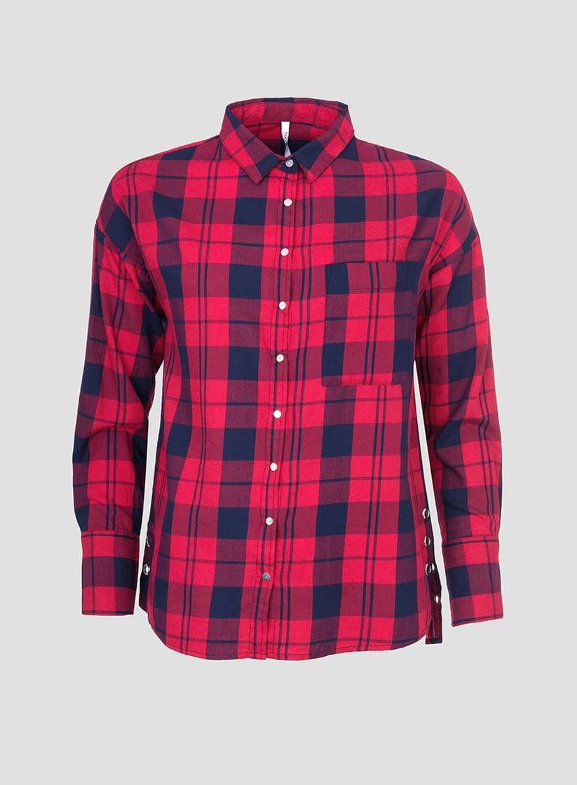 Camisa xadrez vermelho com Ilhós para mulher da Tiffosi