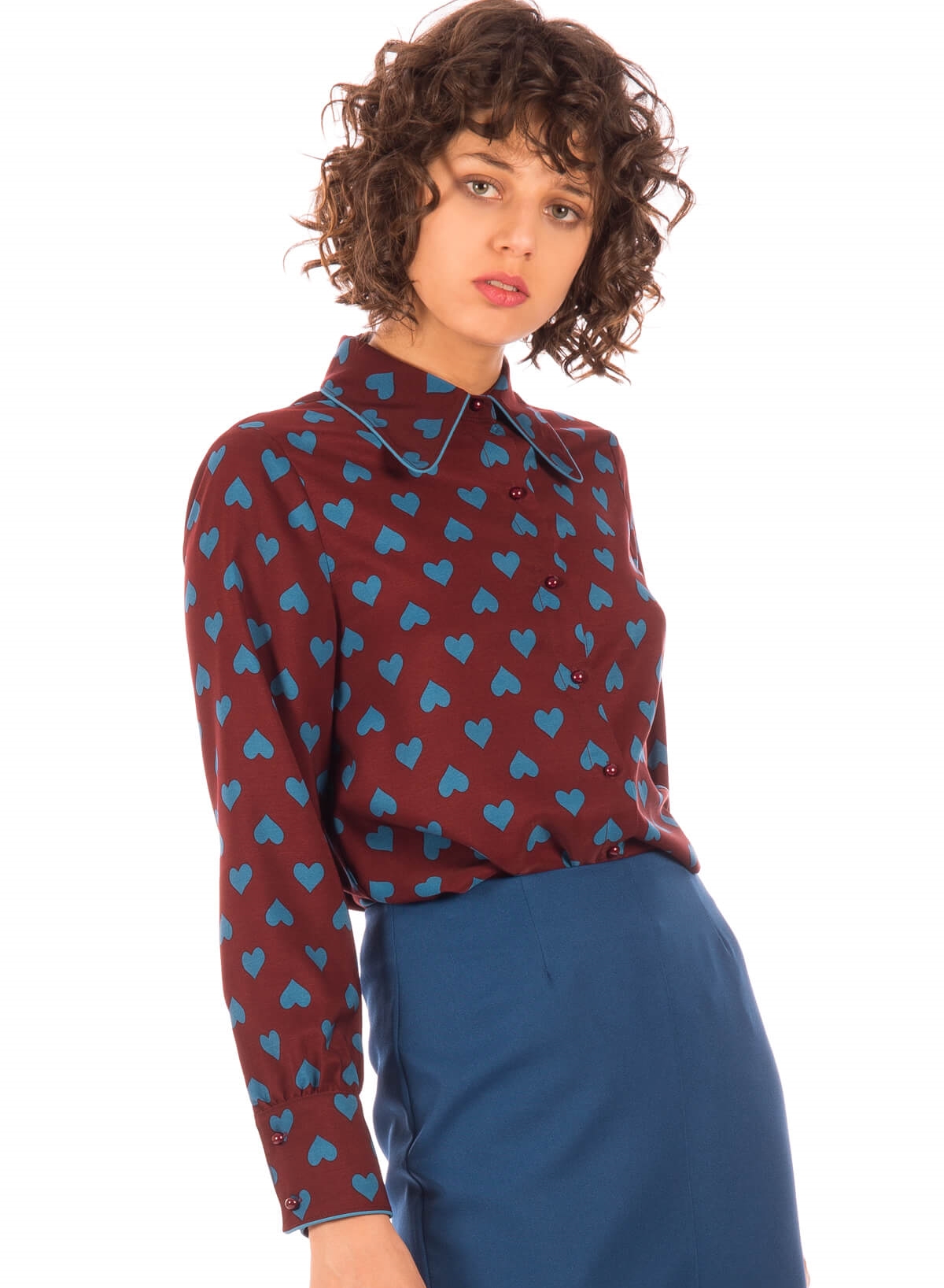 Camisa com print corações para mulher da Minueto