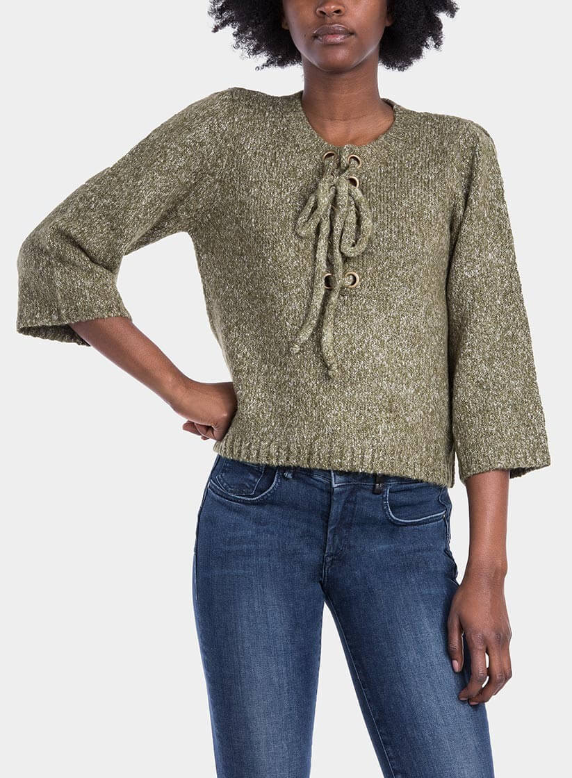 Frente de camisola manga larga com ilhós para mulher da Tiffosi