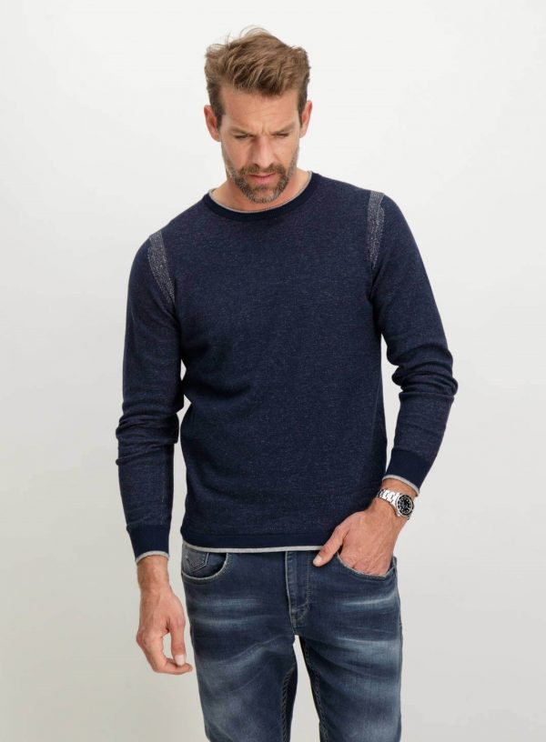 Camisola azul com decote redondo para homem da Garcia Jeans