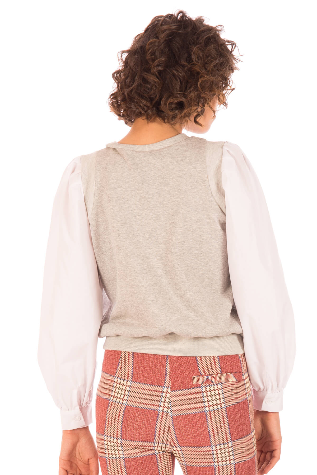 Costas da camisola com mangas de camisa para mulher da Minueto