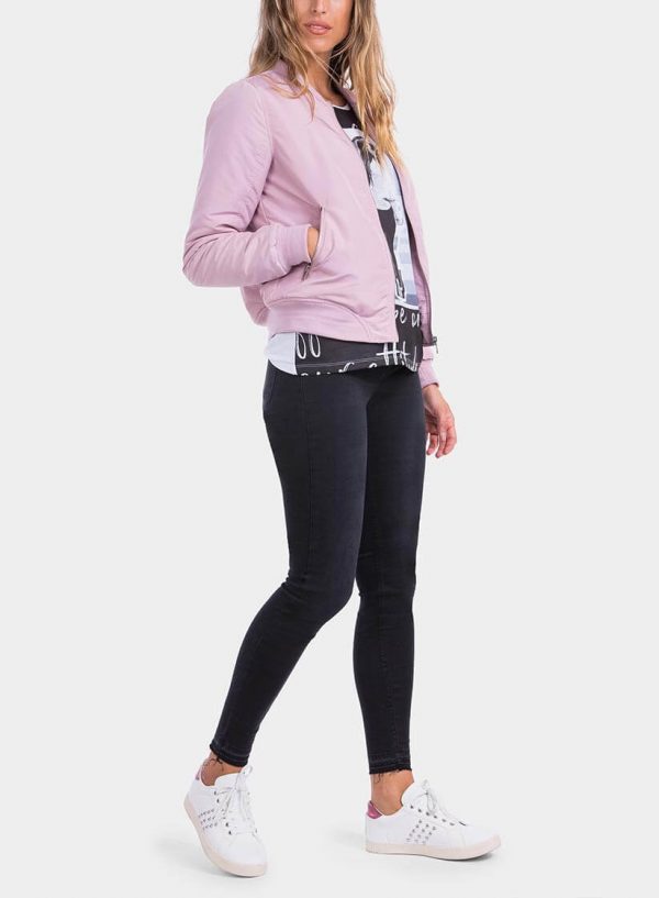 Lateral casaco bomber fecho na manga rosa da Tiffosi