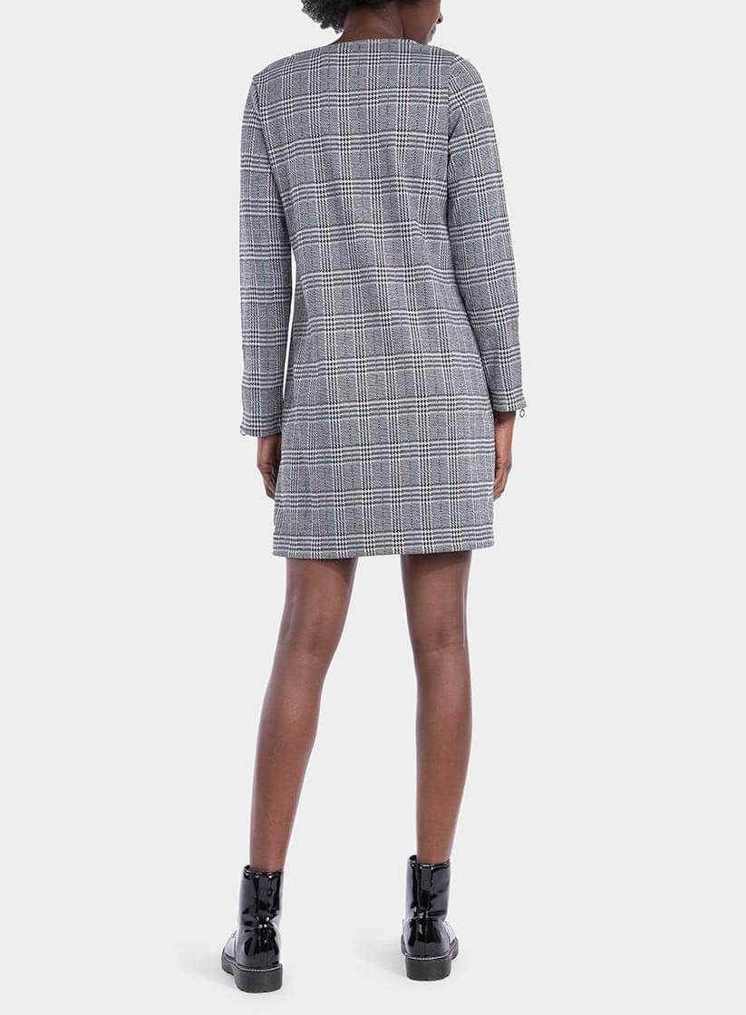 Costas de vestido xadrez com bordado flores, de mulher da Tiffosi