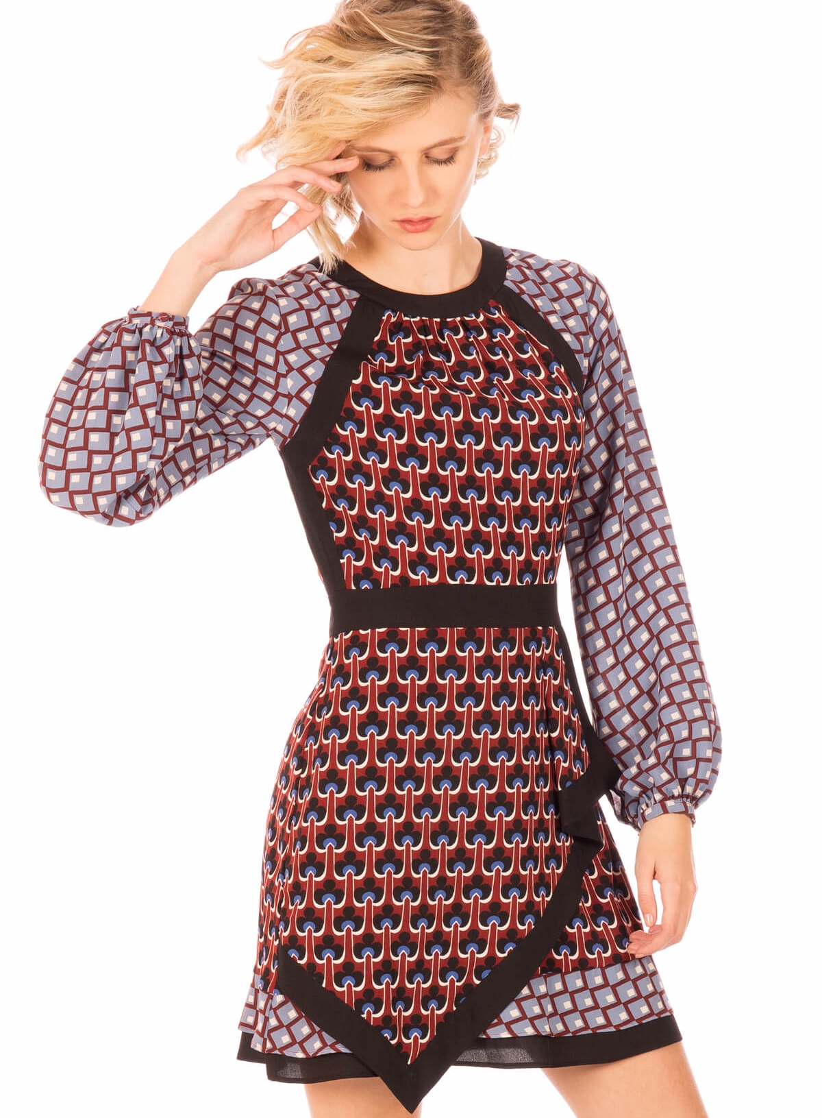 Vestido mix de padrões da Minueto para mulher