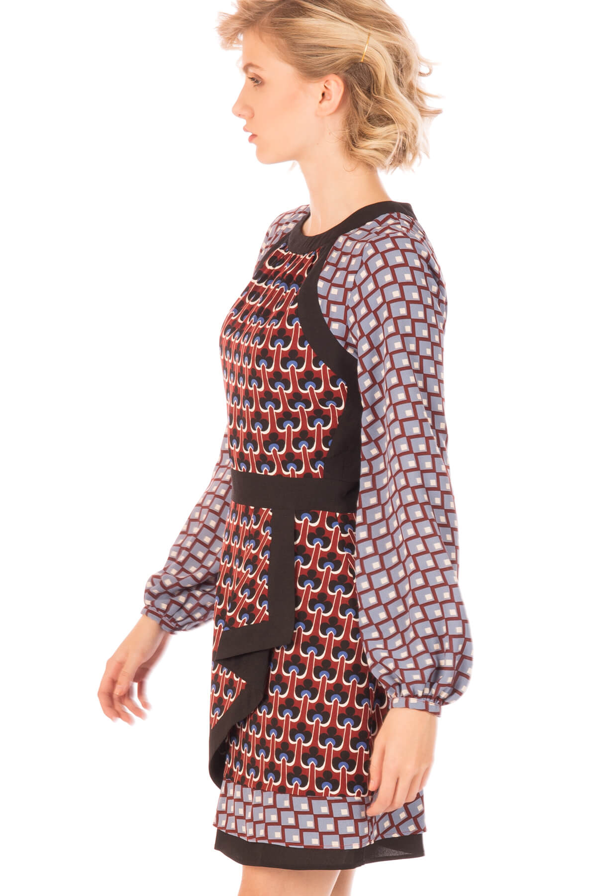Vestido mix de padrões da Minueto