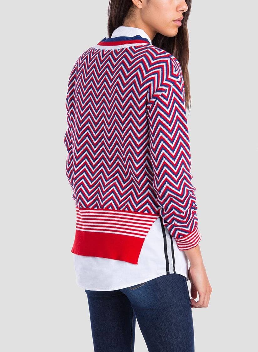 Costas da camisola em espinha tricolor para mulher da Tiffosi