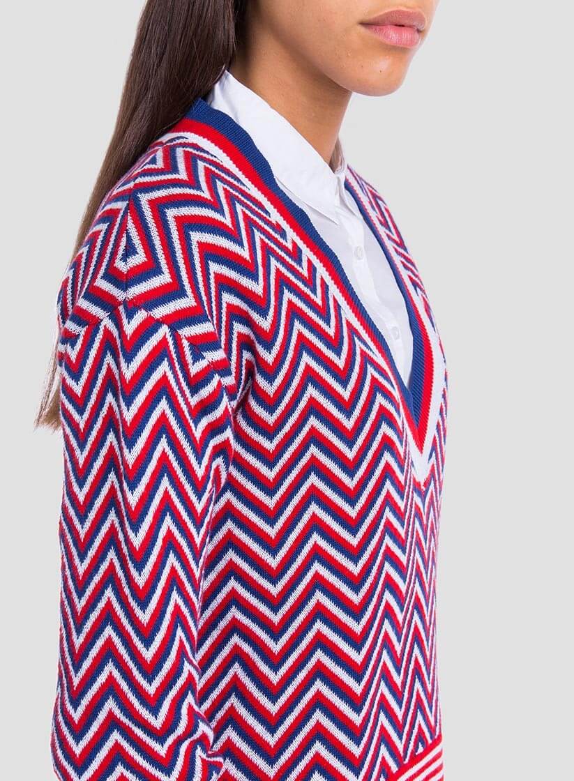 Camisola em espinha tricolor para mulher da Tiffosi