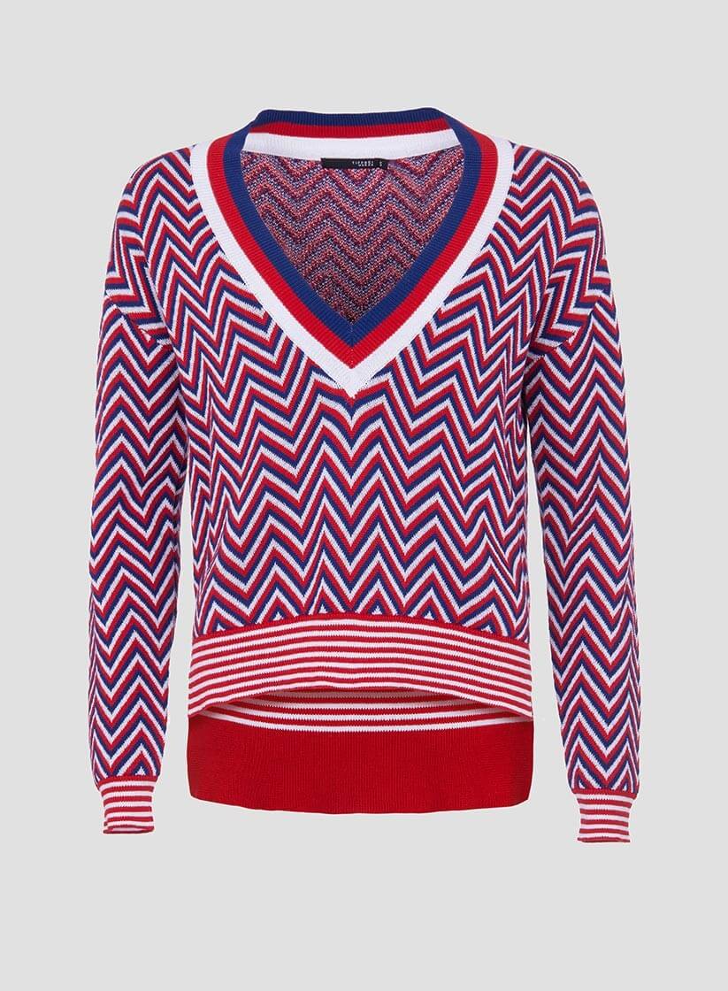 Camisola em espinha tricolor para mulher da Tiffosi
