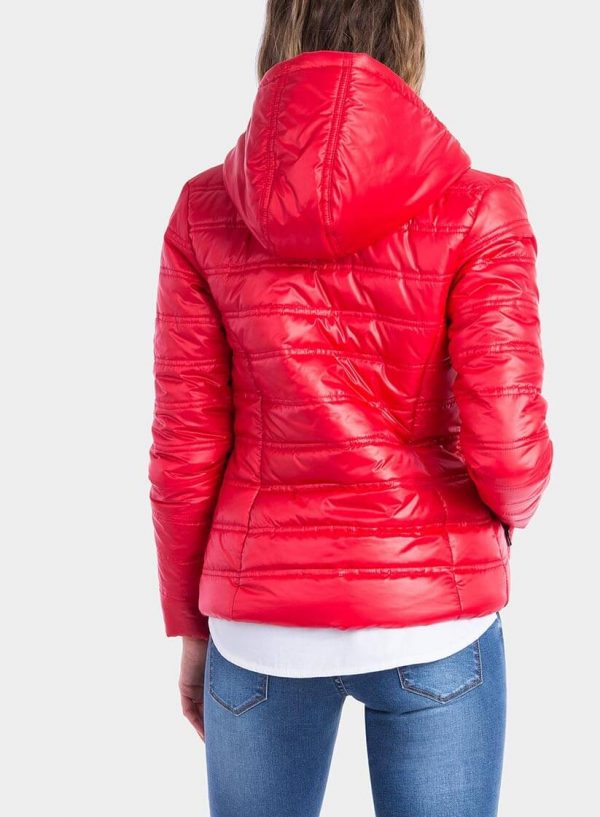 Costas do casaco acolchoado vermelho com bolsa para mulher da Tiffosi