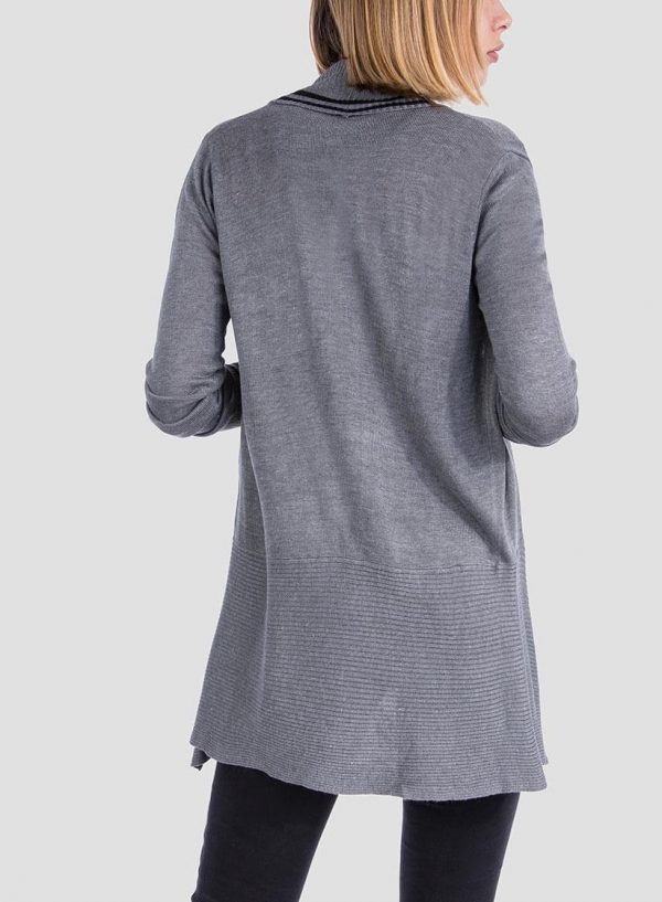 Costas de cardigan cinza com vivos para mulher da Tiffosi