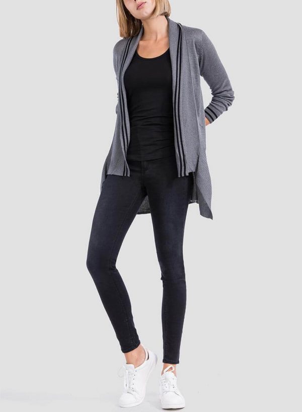 Cardigan cinza com vivos para mulher da Tiffosi