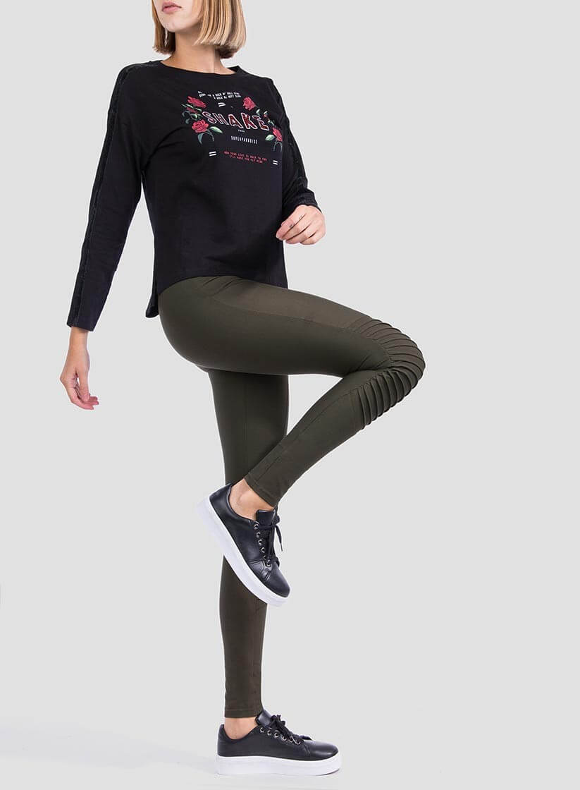 Legging biker verde da Tiffosi