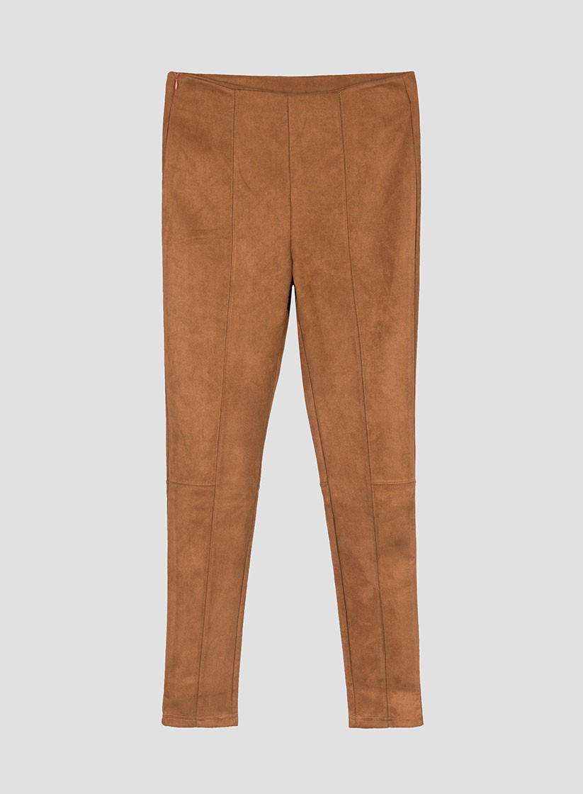 Legging efeito camurça camel para mulher da Tiffosi