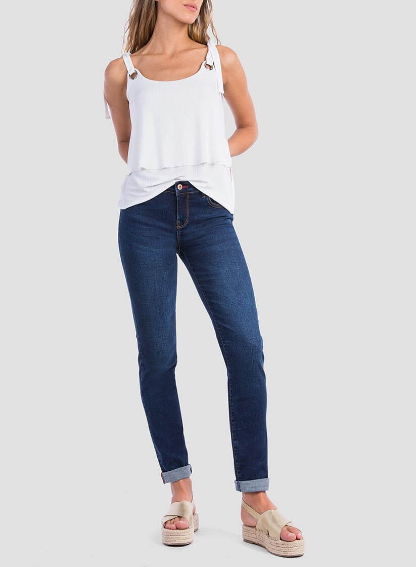 Calças de ganga Lauren slim para mulher da Tiffosi