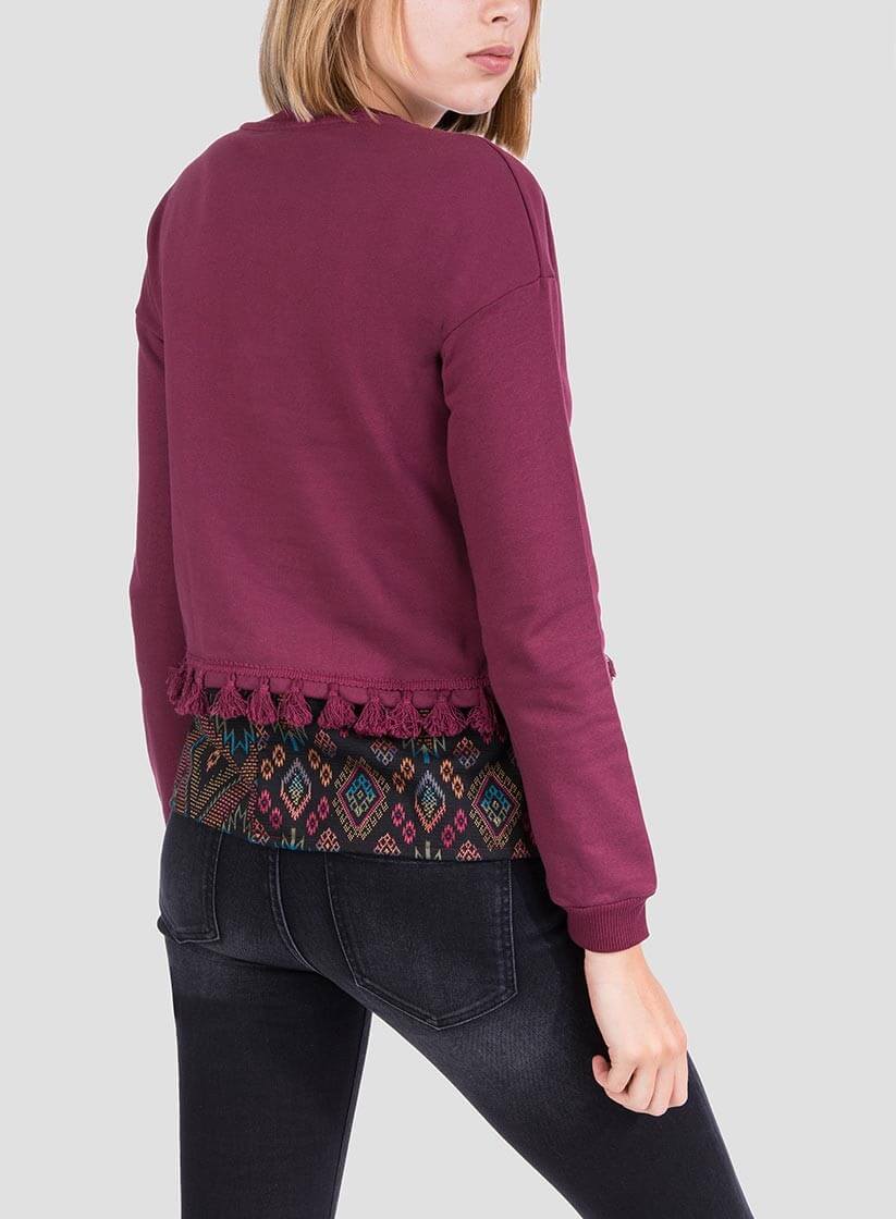 Costas da sweatshirt combinada borlas para mulher da Tiffosi