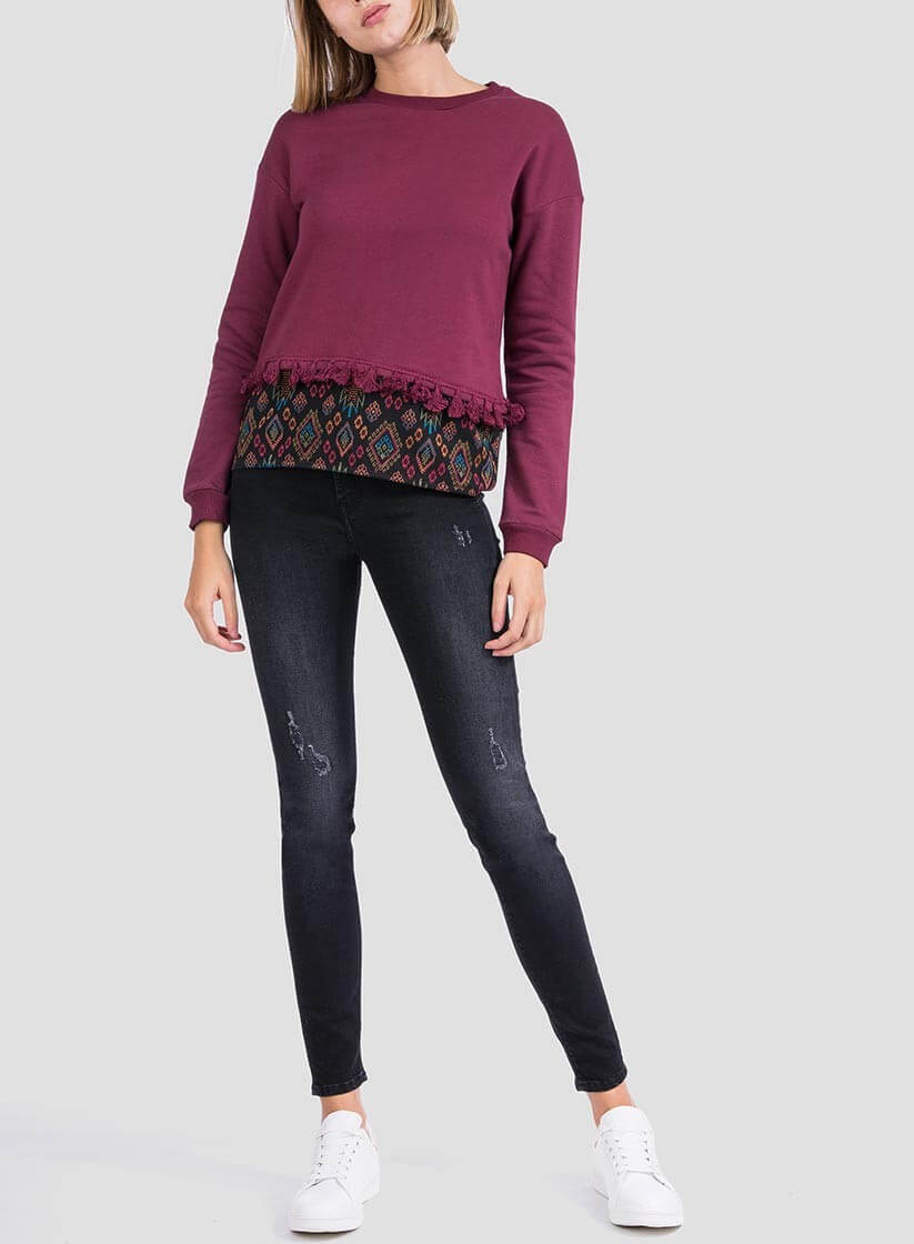 Sweatshirt combinada borlas para mulher da Tiffosi