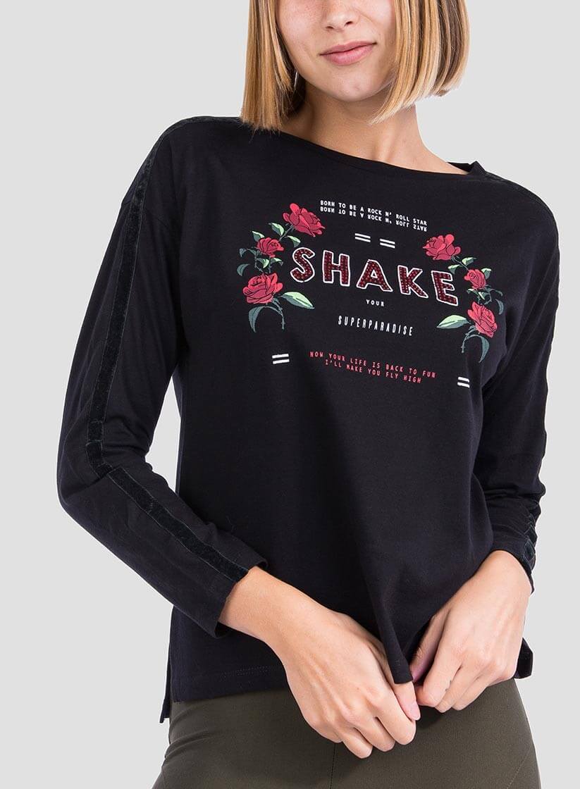 T-shirt preta texto estampado para mulher da Tiffosi