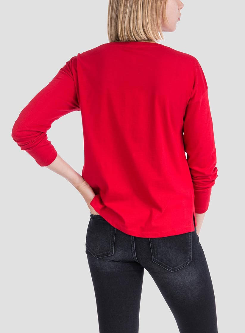 T-shirt vermelha texto estampado para mulher da Tiffosi