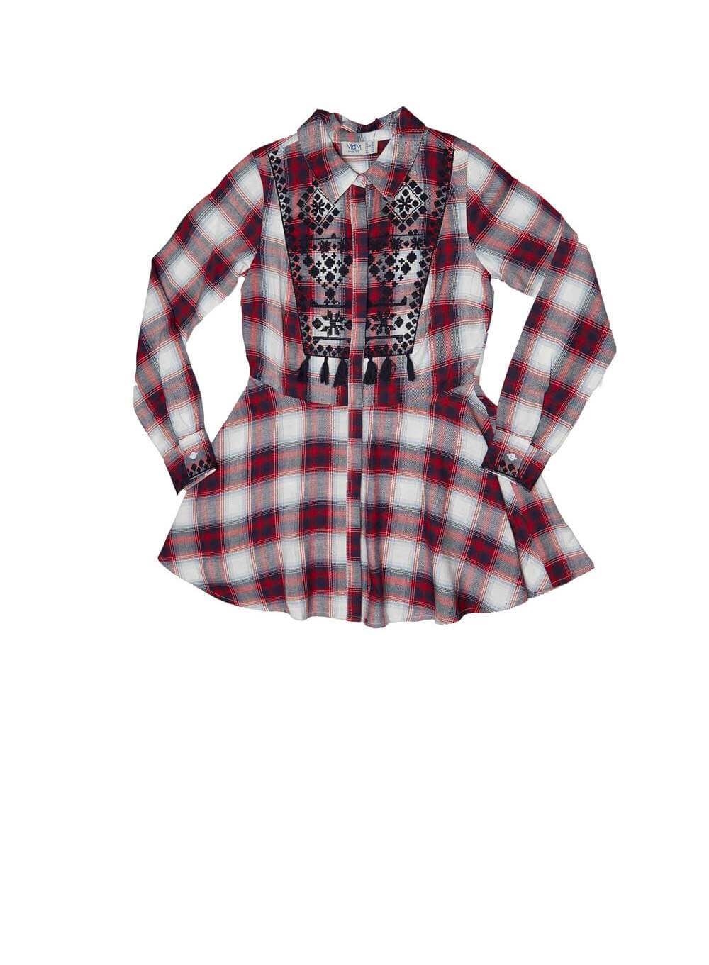 Camisa bordada em xadrez para mulher da Md`m