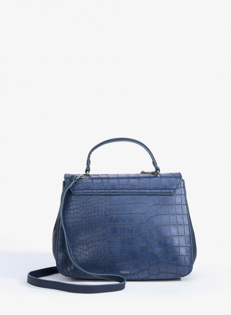 Parte de trás da city Bag Gravada em azul marino para mulher da Vilanova