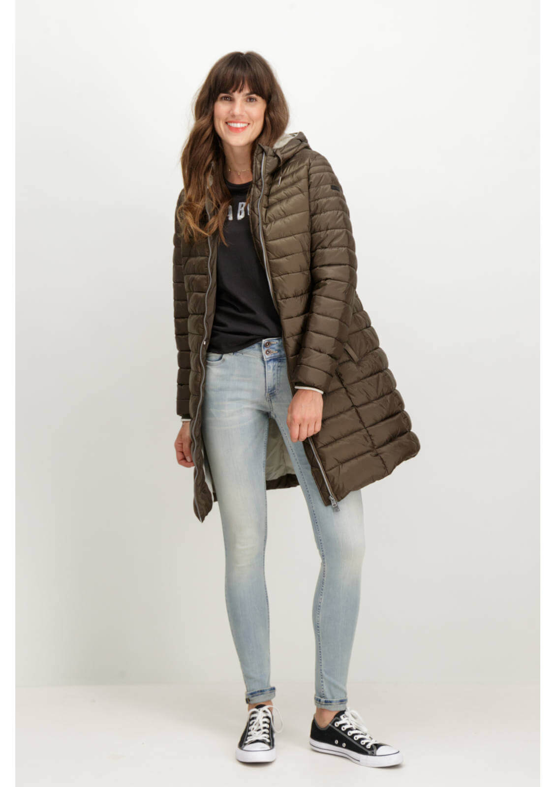 Casaco comprido bronze acolchoado para mulher da Garcia Jeans