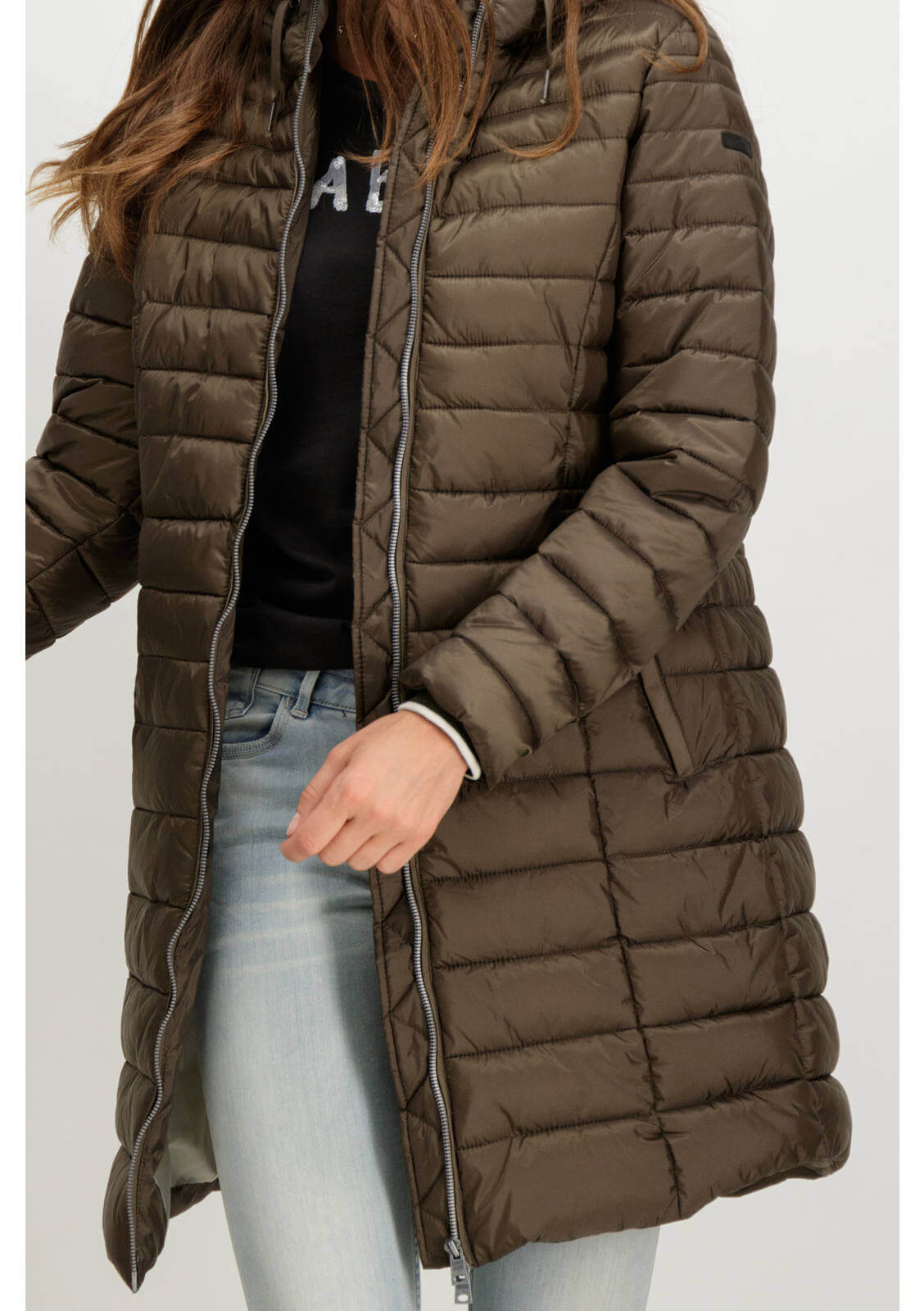 Casaco comprido bronze acolchoado para mulher da Garcia Jeans