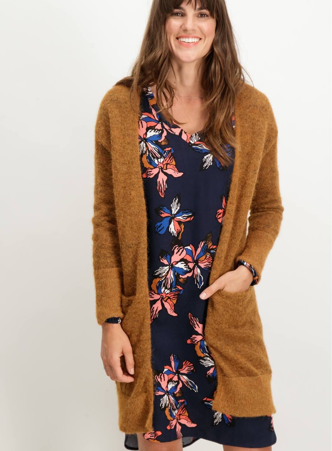 Casaco camel malha alpaca para mulher da Garcia Jeans