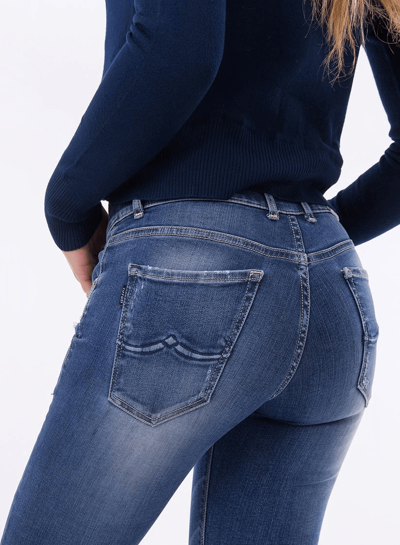 Parte de trás das calças ganga nicky medium para mulher da Tiffosi