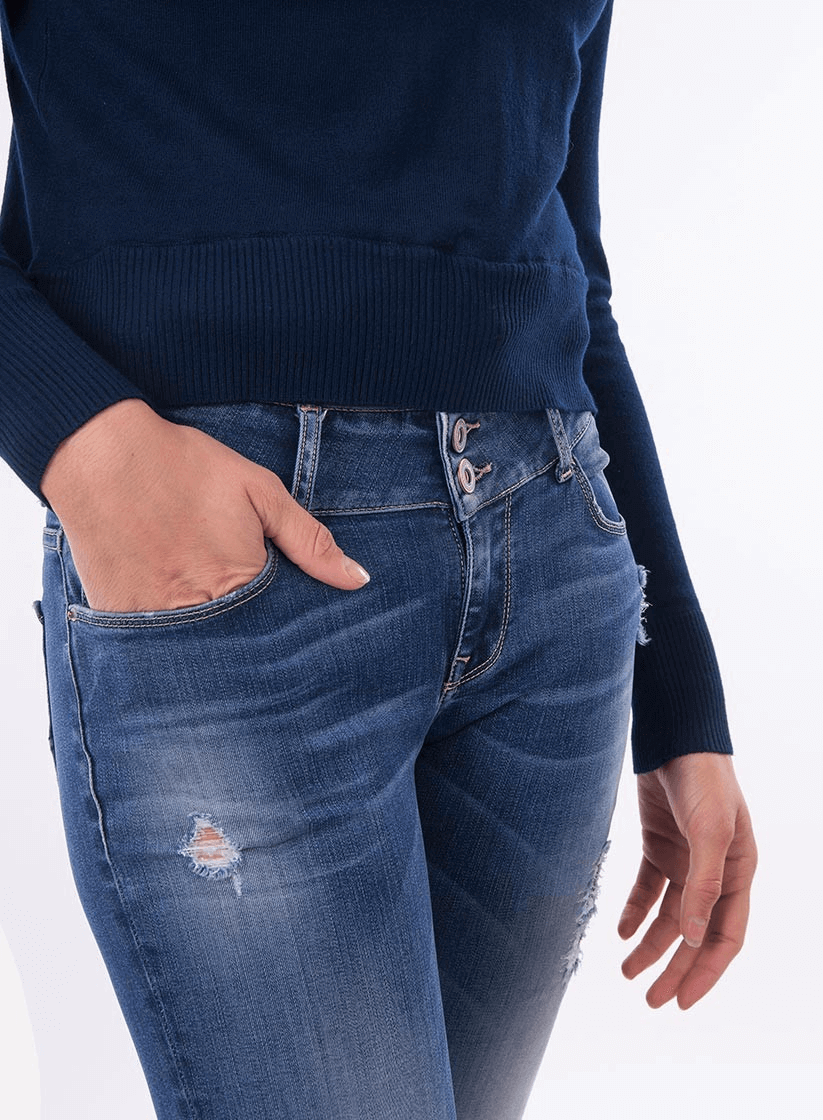 Frente das calças ganga nicky medium para mulher da Tiffosi