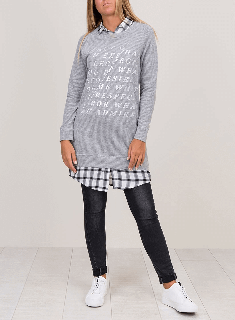 Camisolão gola de camiseiro xadrez para mulher da Tiffosi