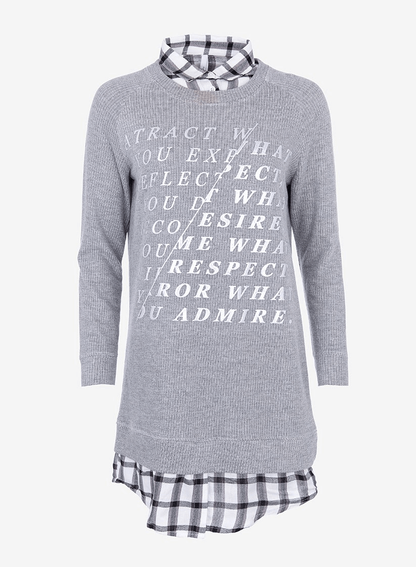 Camisolão gola de camiseiro xadrez para mulher da Tiffosi