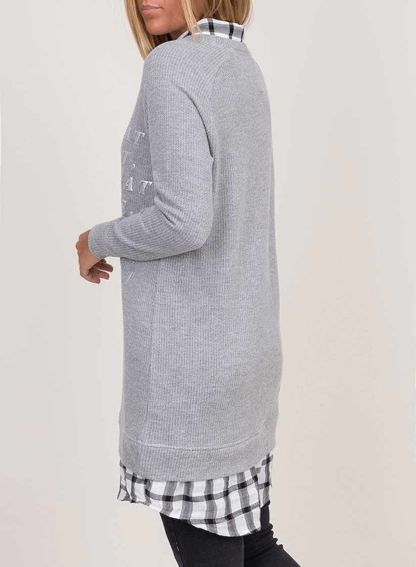 Costas da camisolão gola de camiseiro xadrez para mulher da Tiffosi
