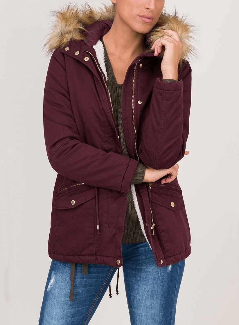 casaco bordo feminino