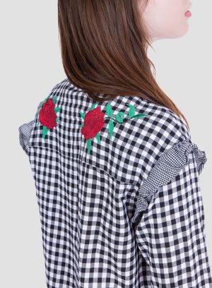10023795000_TL_1 Costas da camisa xadrez bordado floral para mulher da Tiffosi