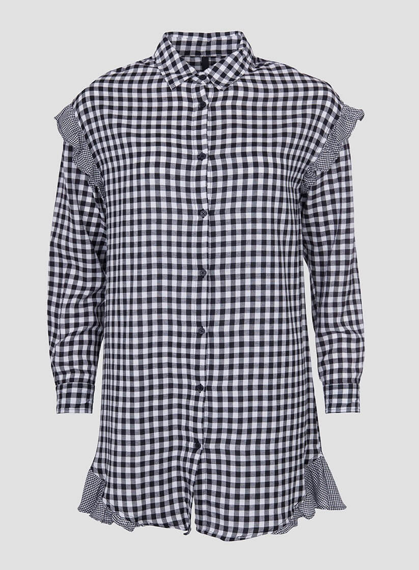 Camisa xadrez bordado floral para mulher da Tiffosi