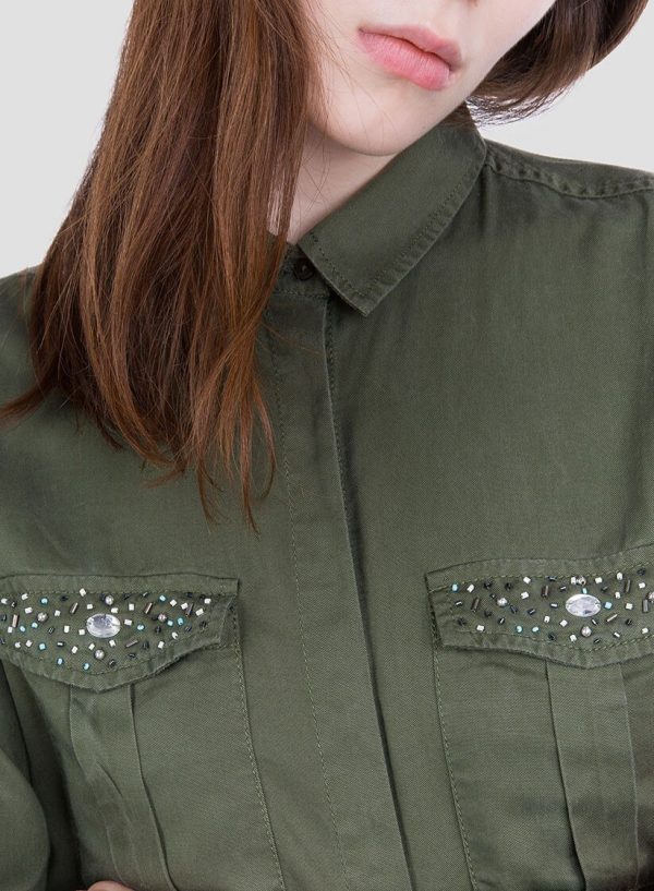 Lateral na camisa bolsos com aplicações para mulher da Tiffosi