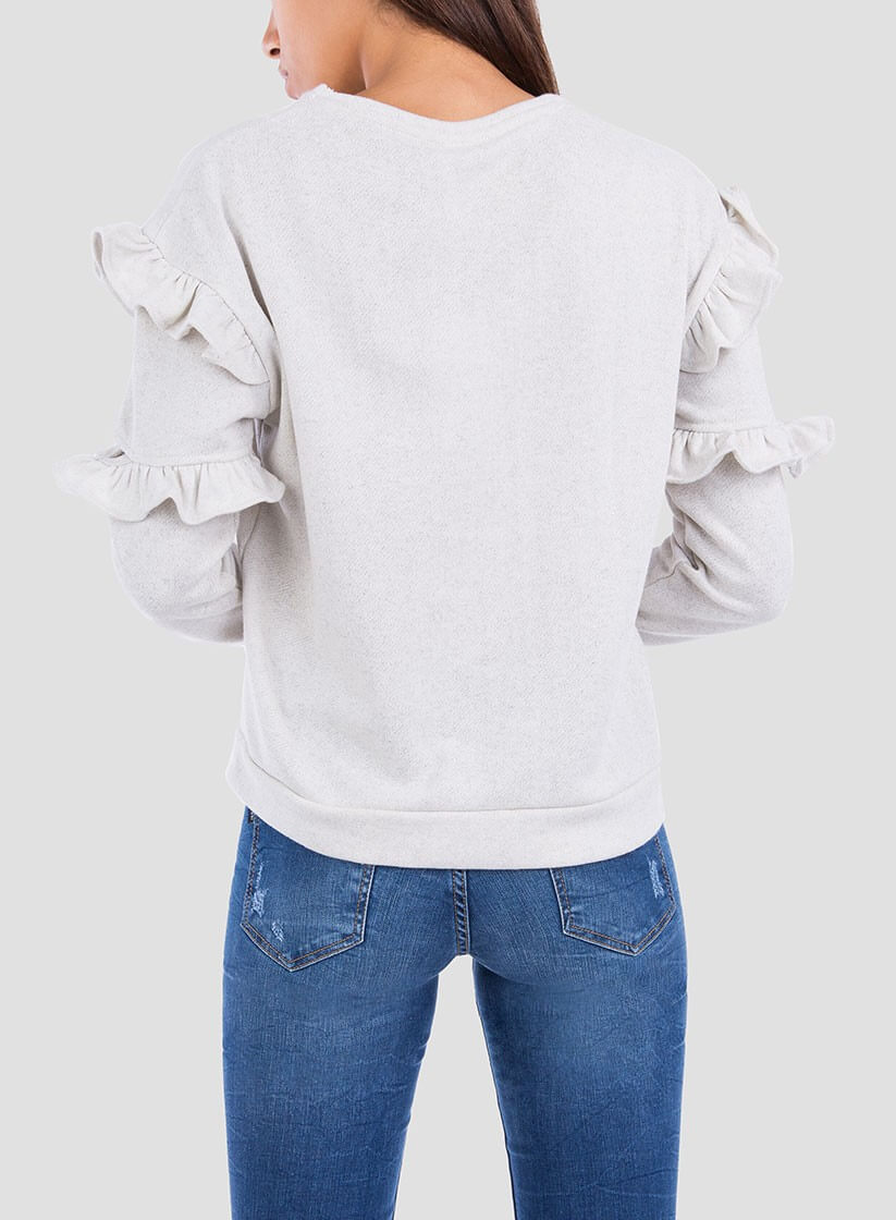 Costas da sweatshirt bordado floral folhos para mulher da Tiffosi
