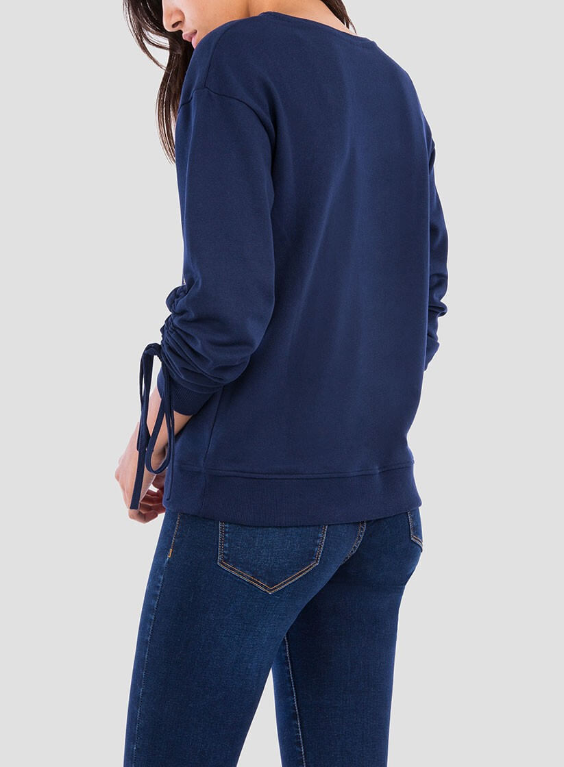Costas da sweatshirt bordado floral pormenor mangas para mulher da Tiffosi