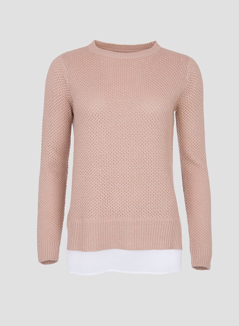Camisola bege combinada textura para mulher da Tiffosi